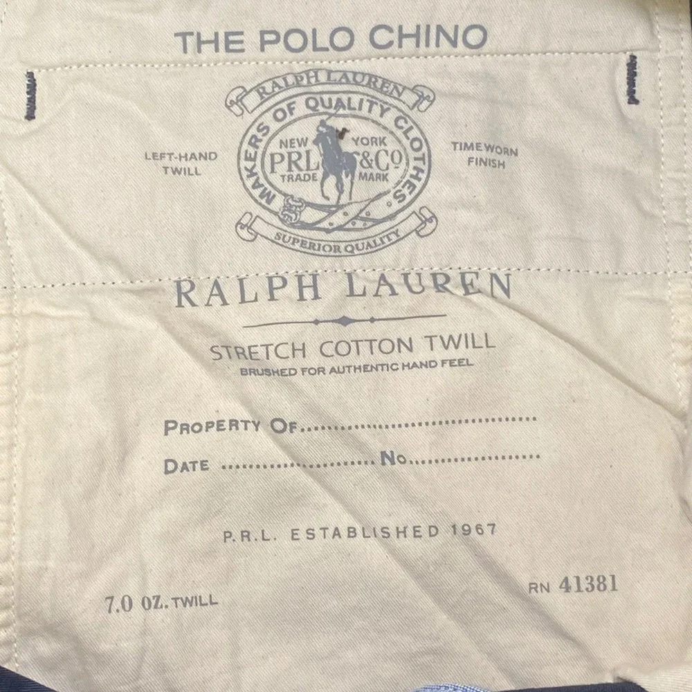 Polo Ralph Lauren The Polo Chino Mens 38 30 Navy Stretch Straight Fit Pants
